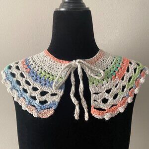 Handmade Crochet Blue White Pink Green Cotton Collar Neckwear Accessory